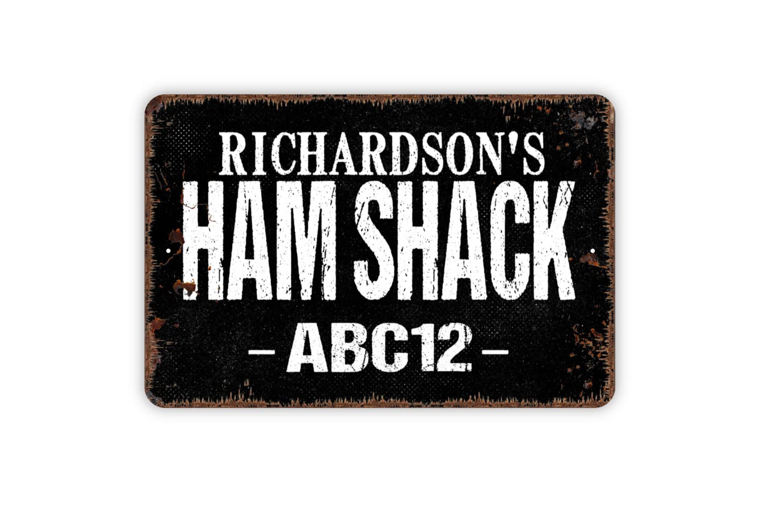 Ham Shack metal sign 8x12 inches front view