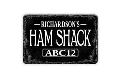 Ham Shack metal sign 8x12 distressed white wall art