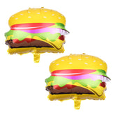 Hamburger Balloons set of two foil aluminum balloons for party decor