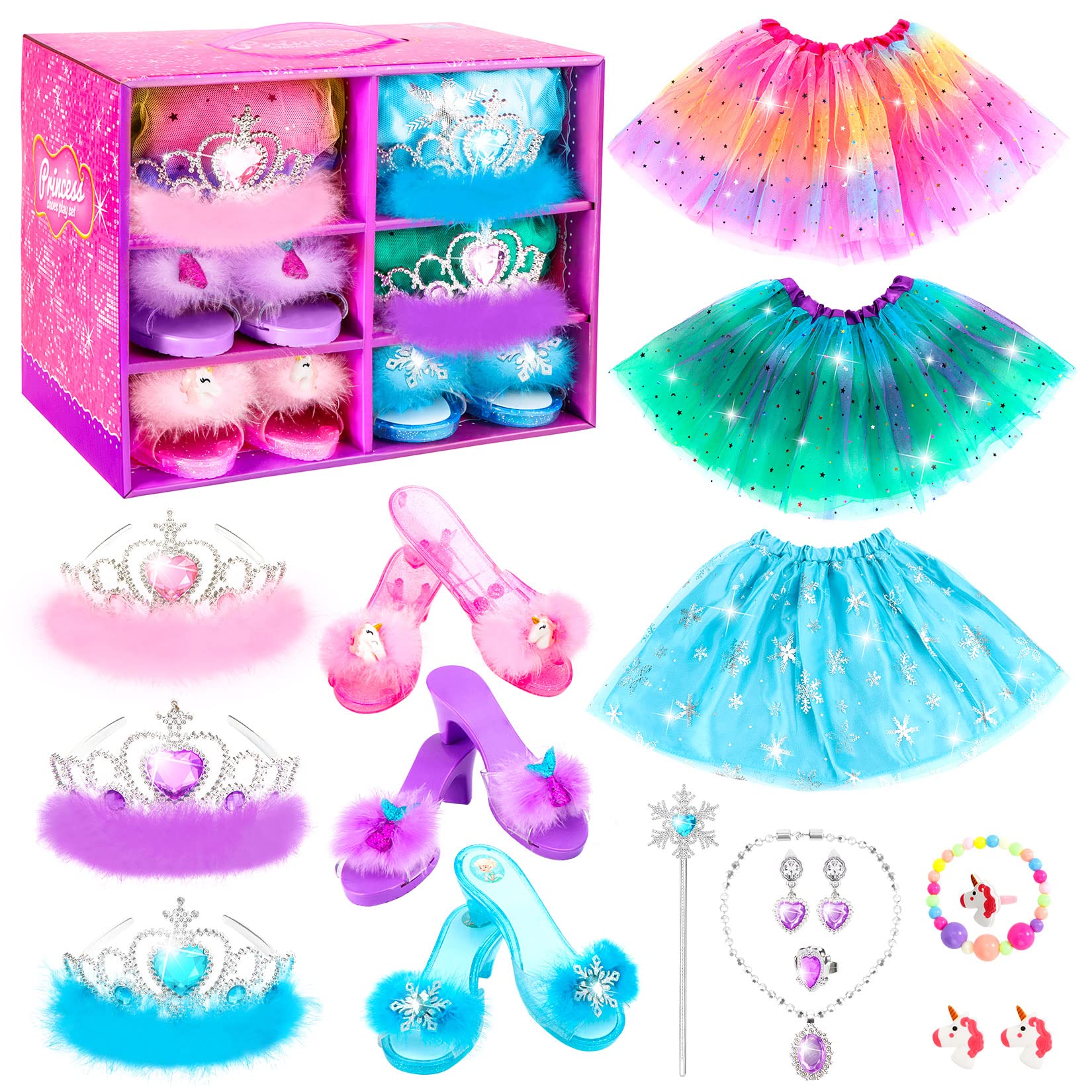 HAMSILY princess dress up unicorn theme shoes with pink skirt