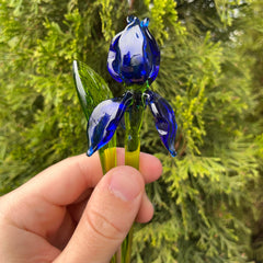 Hand blown iris figurine decorative glass flower