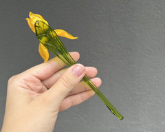 art glass iris flower figurine display ready size 7 inches
