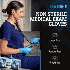 Textured fingertips blue nitrile gloves by Hand-E