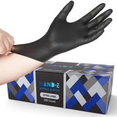 Hand-E Touch Black Nitrile Medical Gloves 100 count box front view