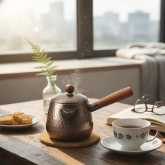 Hand-hammered copper kettle 400ml side profile