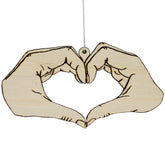 Hand Heart Love Symbol Wood Christmas Ornament birch wood