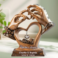 Hand in hand motif acrylic plaque engagement and wedding display