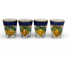 Hand Painted Italian Limoncello Glasses lemon motif set of 4