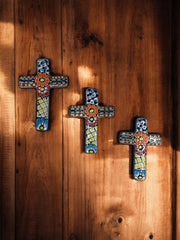 Sizes Large 8x5 Medium 7x4.5 Small 6.5x4 Talavera crosses with front hanging holes