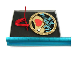 Silk ribbon hanging and cotton filled gift box packaging