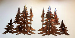Customizable size forest trees metal wall art pair