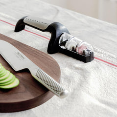 Global stainless steel handheld knife sharpener packaging and design