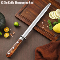 Wooden handle with three rivets on sharpening rod