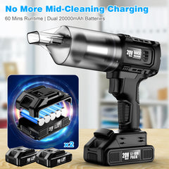 Handheld vacuum with two detachable batteries