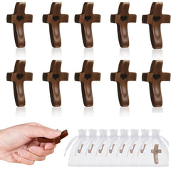 Handmade 10Pcs wooden cross with heart detail