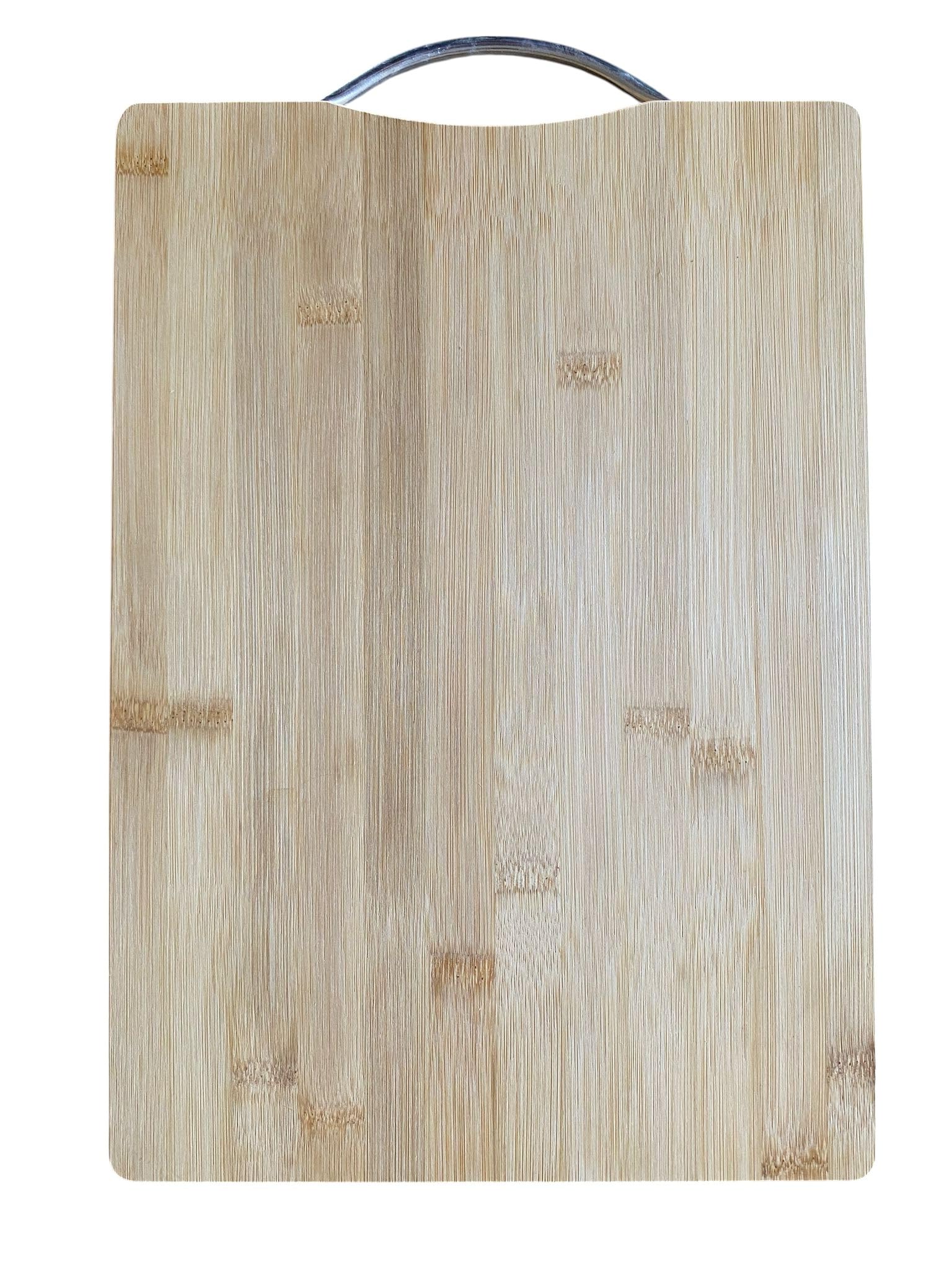 handmade bamboo cutting board with natural grain close up