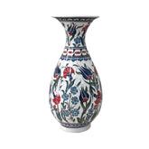 Handmade Ceramic Flower Vase front view blue and white Ottoman design