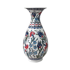 Handmade Ceramic Flower Vase front view blue and white Ottoman design