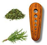 Handmade cherry herb stripper close up showing wood grain