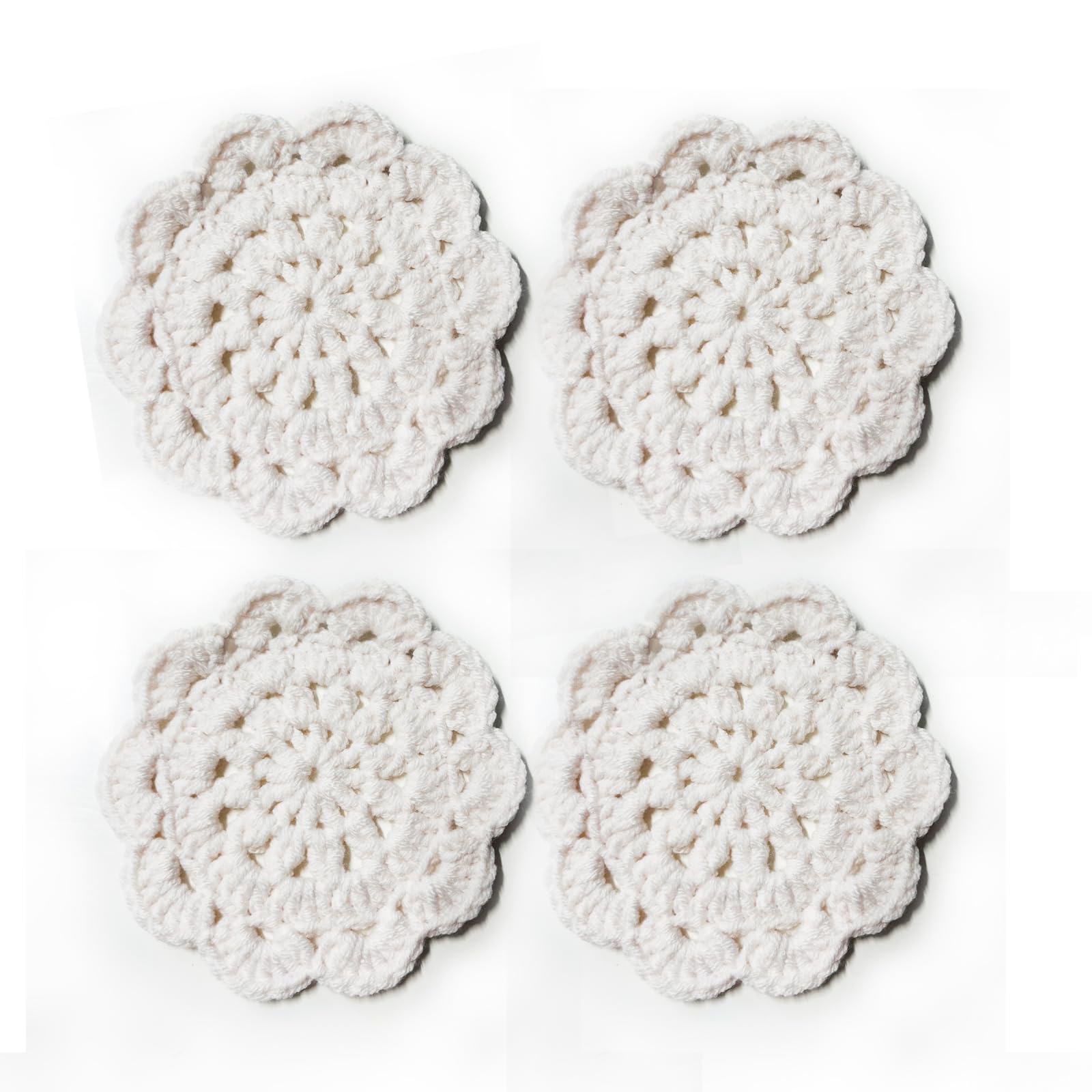 Beige floral crochet coaster set image