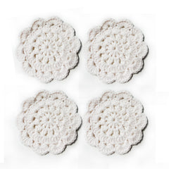 Beige floral crochet coaster set image
