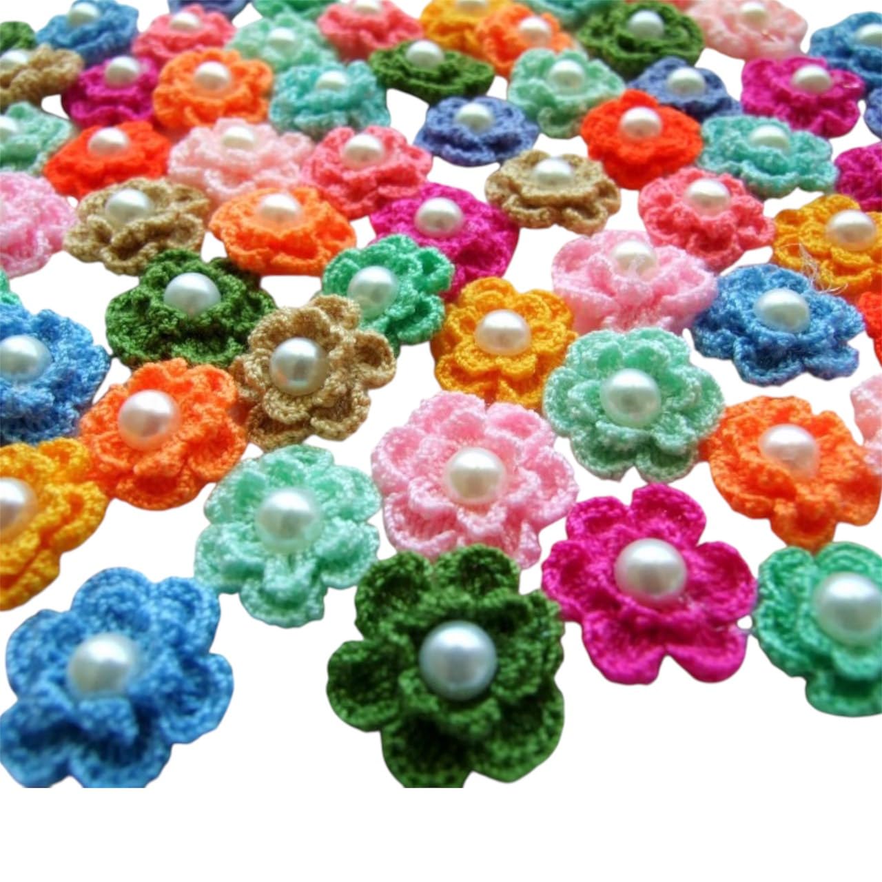 Handmade crochet flower embellishment set