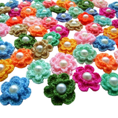 Handmade crochet flower embellishment set