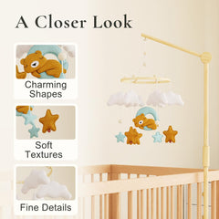 Cotton cords suspend the mobile for nursery decor