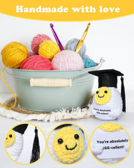 Handmade knitted egg plush for graduation display 8x5 cm