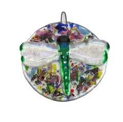 Handmade iridescent green dragonfly sun catcher product image