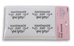 Handmade Just For You Baking Seals clear round labels with black swirls 28 count pack