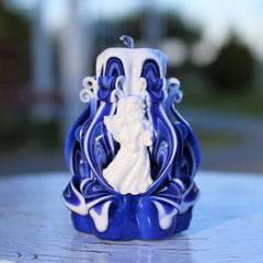 Handmade Kiev carved candle gift with angel decor