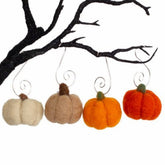 Handmade Matthew and Mae pumpkin ornaments wool felt 1.5 inch