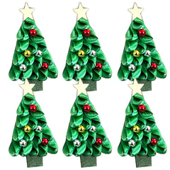 Handmade pine tree napkin rings set of 6 on a festive table