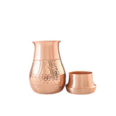 Handmade pure copper carafe pitcher with lid 34oz 1L