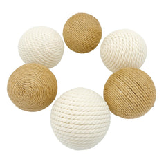 Handmade rope wrapped balls set of 6 with natural jute wrap
