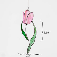 Handmade stained glass suncatcher with genuine materials