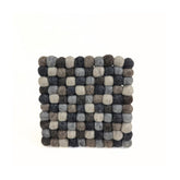 Handmade felt wool trivet 8x8 inch square gray set of 2