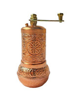 Front view of the spice grinder set with rose copper finish