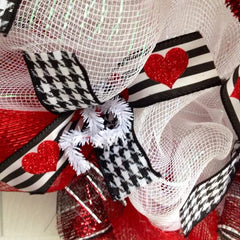 Handmade in USA deco mesh wreath for Valentine decor