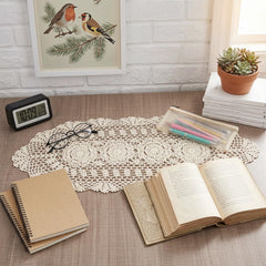 Oval floral crochet design table runner for home decor