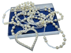 handmade beige crystal pearl wedding lasso