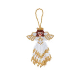 Embera Bead Project handmade white angel bead holiday ornament 5.5 x 2.6 inches
