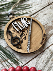 Laser cut and engraved flute ornament detail