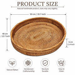 handwoven natural rattan tray 20 inch oval