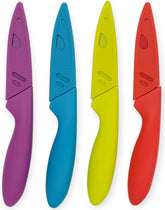 Handy Housewares 4pc colorful paring knife set with 3-inch blade and sheath