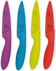 Handy Housewares 4pc colorful paring knife set with 3-inch blade and sheath