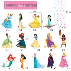 Princess themed hanging swirl streamers for ceilings