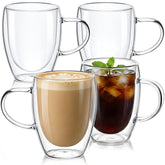 HANLANXUE double-walled glass coffee mug with handle 12oz
