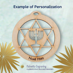 Hanukkah wooden ornament Star of David handcrafted in USA